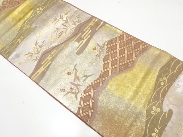 JAPANESE FUKURO OBI / WOVEN FLORAL PLANTS